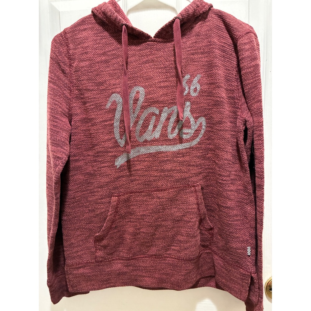 Vans Off The Wall Kids Burgundy Heather Knit Logo Pullover Hoodie Size M